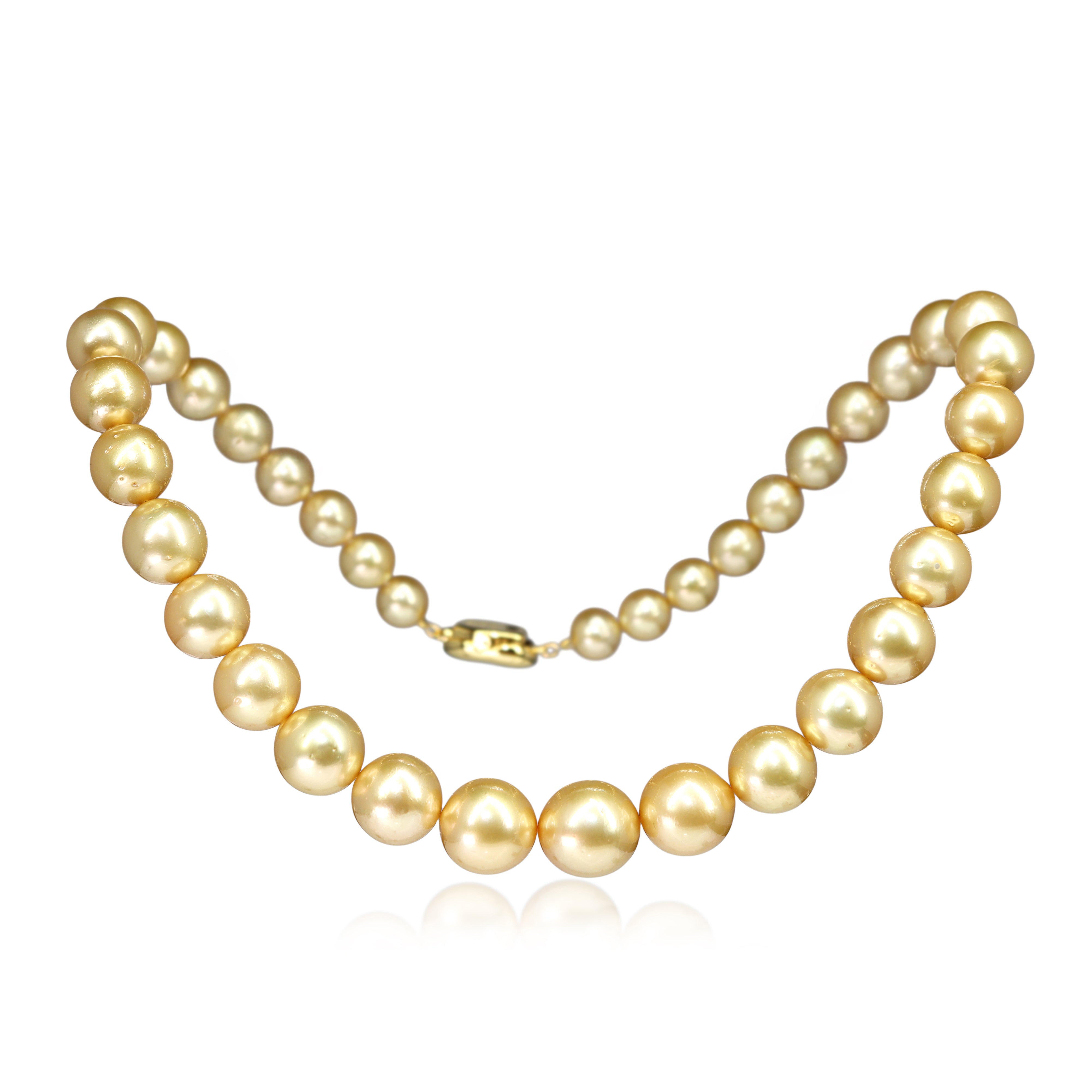 9 - 14mm Golden South Sea Pearl Strand on Silver Gilt Clasp