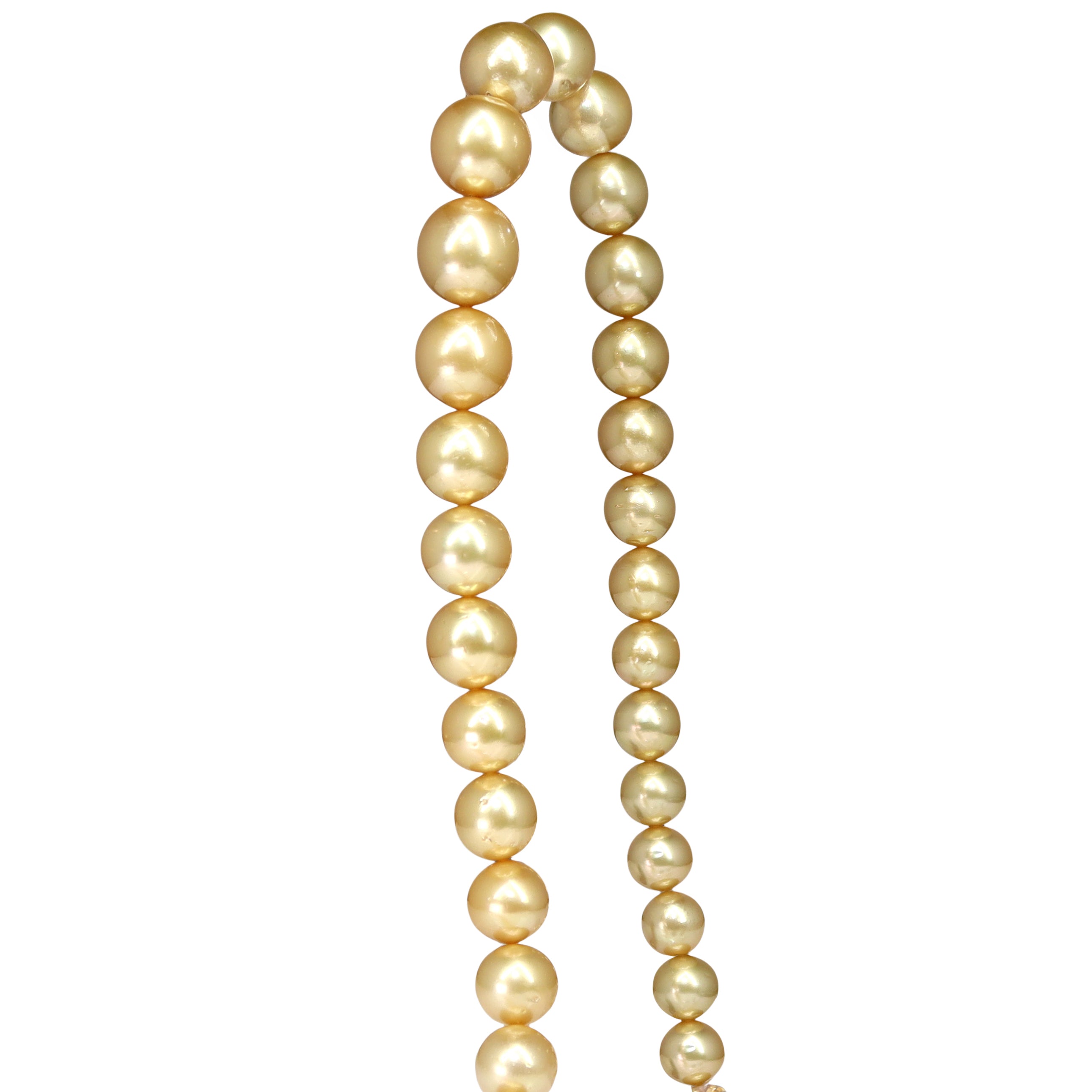 9 - 14mm Golden South Sea Pearl Strand on Silver Gilt Clasp