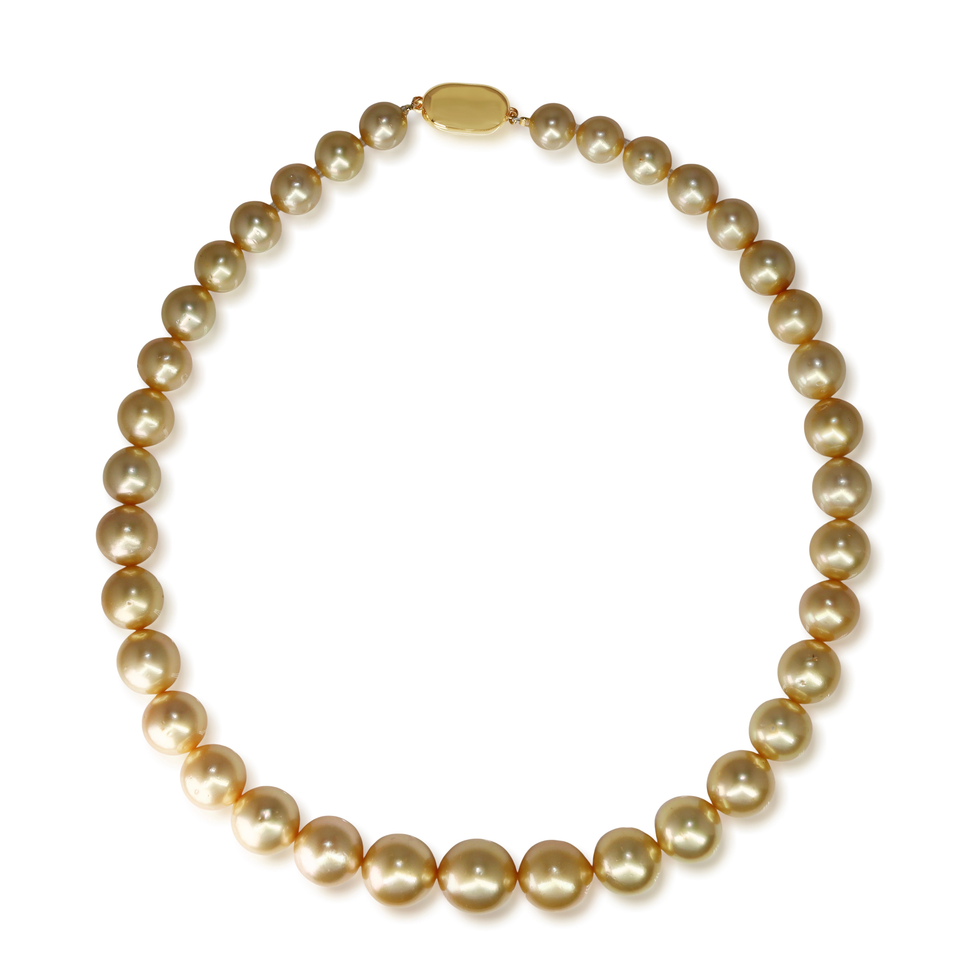 9 - 14mm Golden South Sea Pearl Strand on Silver Gilt Clasp