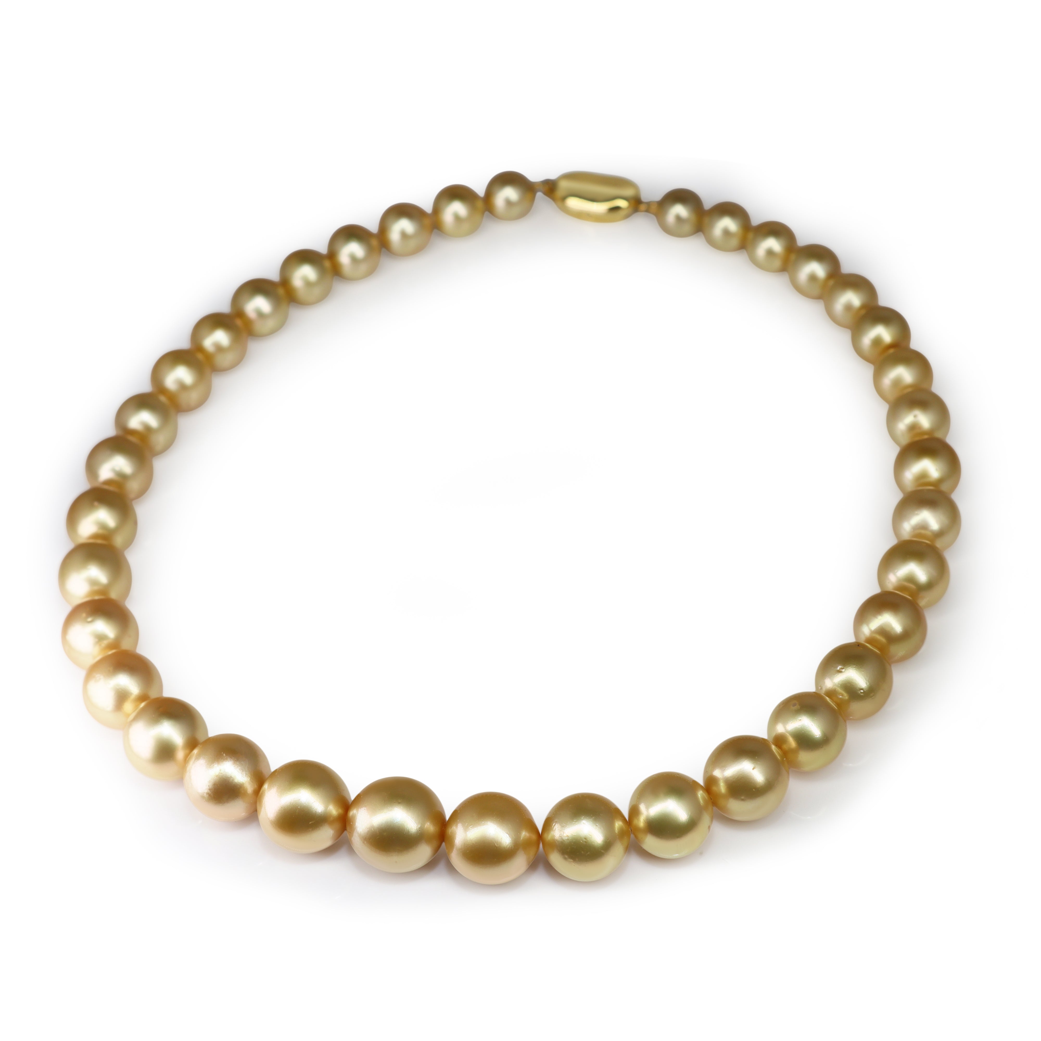 9 - 14mm Golden South Sea Pearl Strand on Silver Gilt Clasp
