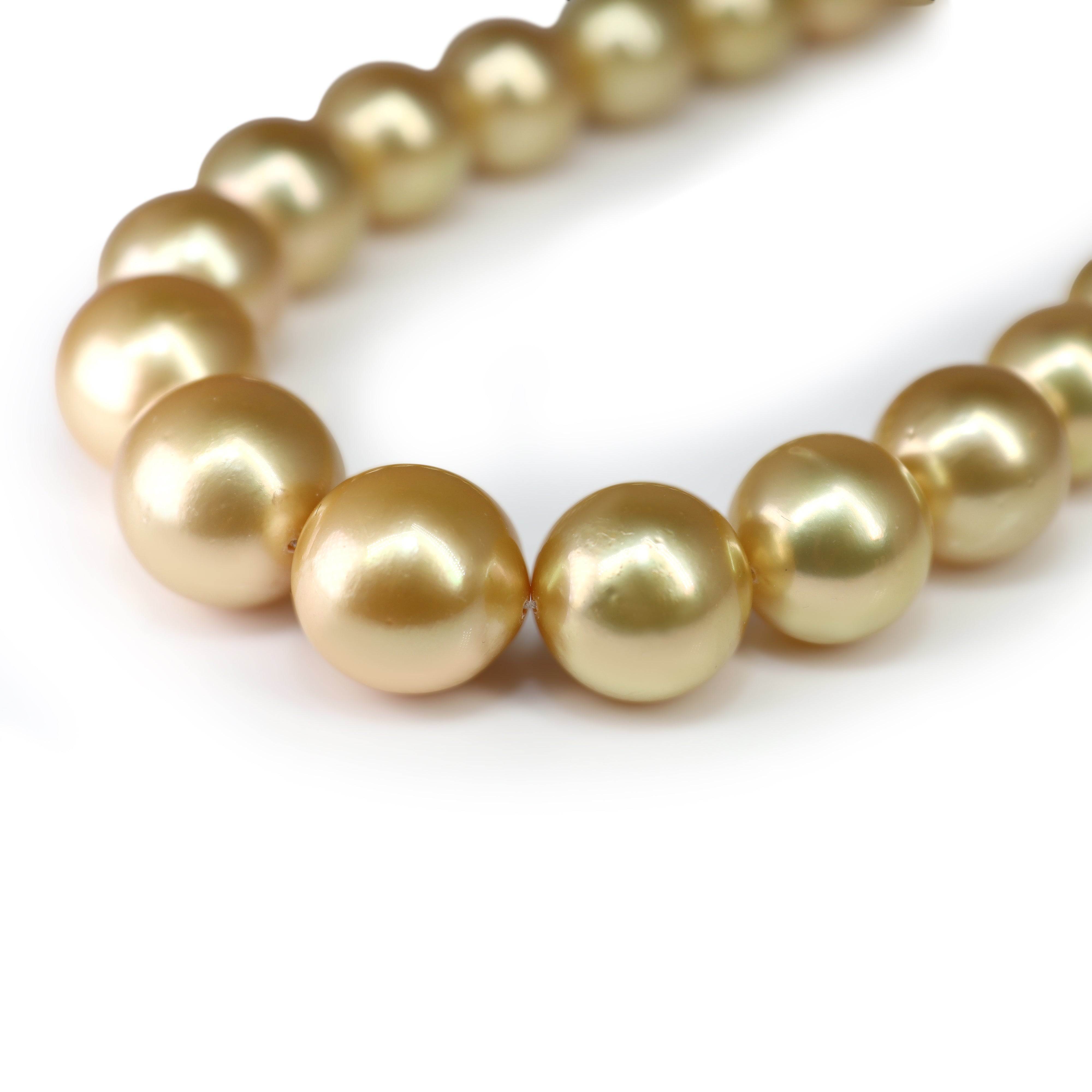9 - 14mm Golden South Sea Pearl Strand on Silver Gilt Clasp