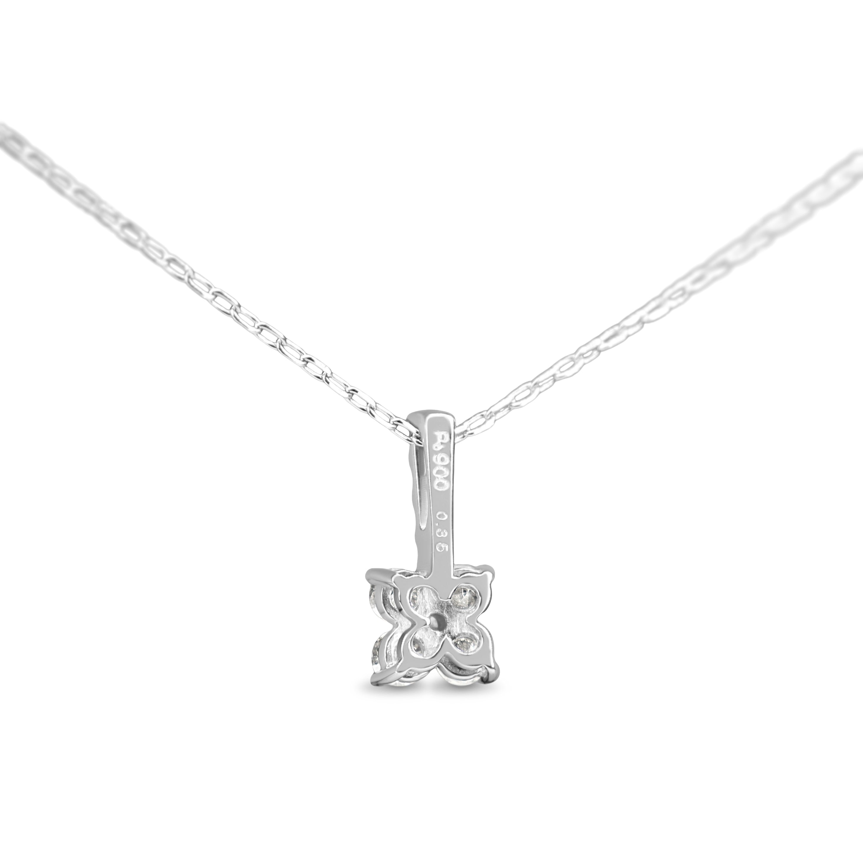 Platinum Clover Style Diamond Necklace