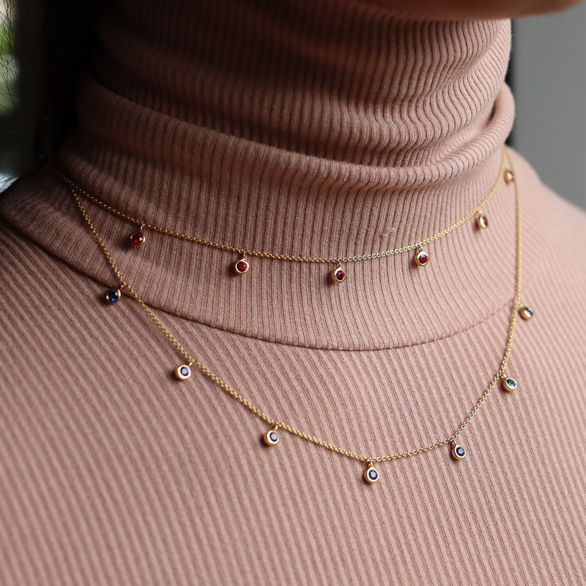 18ct Yellow Gold Ruby Bezel Necklace