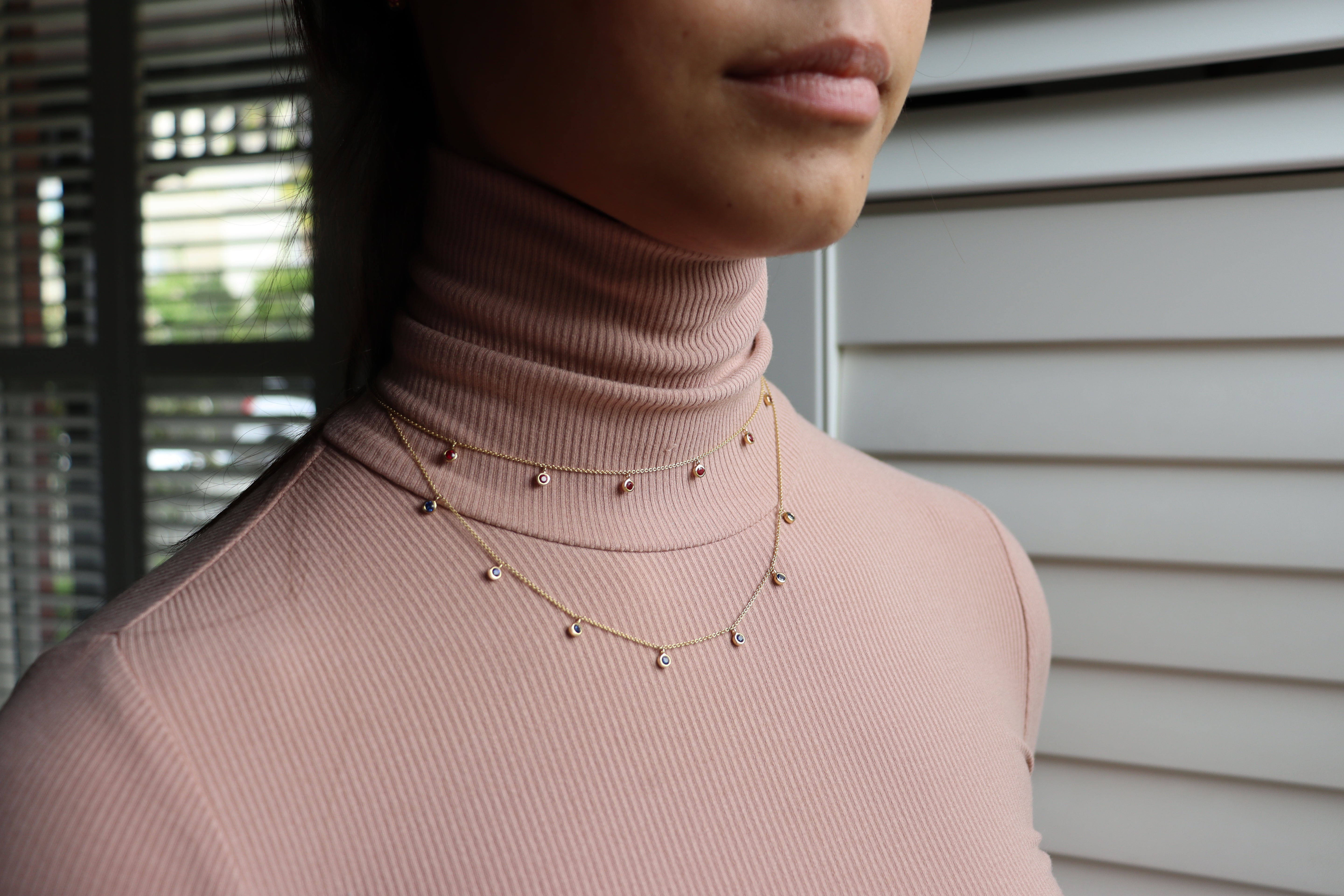 18ct Yellow Gold Ruby Bezel Necklace