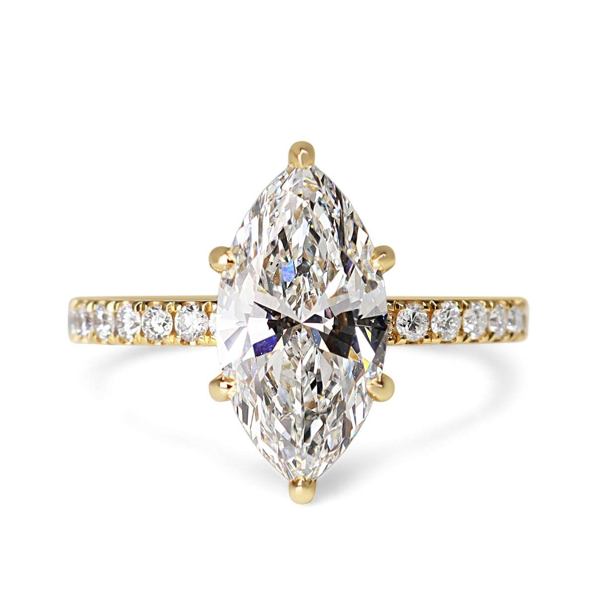 14ct Yellow Gold 2.50ct Lab Grown Marquise Diamond Ring