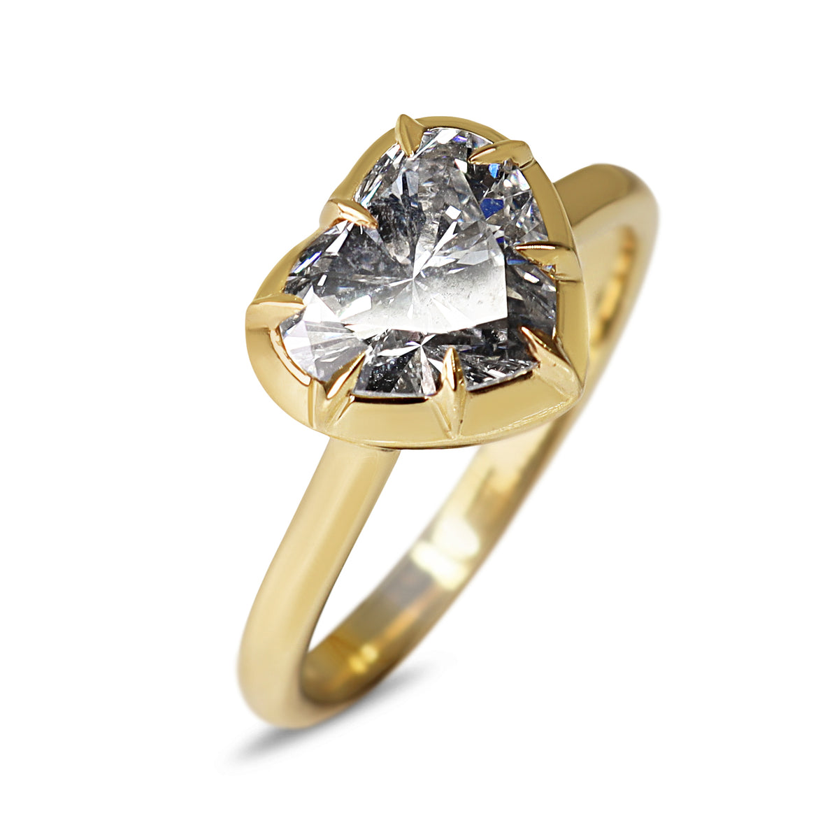 14ct Yellow Gold Georgian Style 2.00ct Lab Grown Heart Diamond Ring