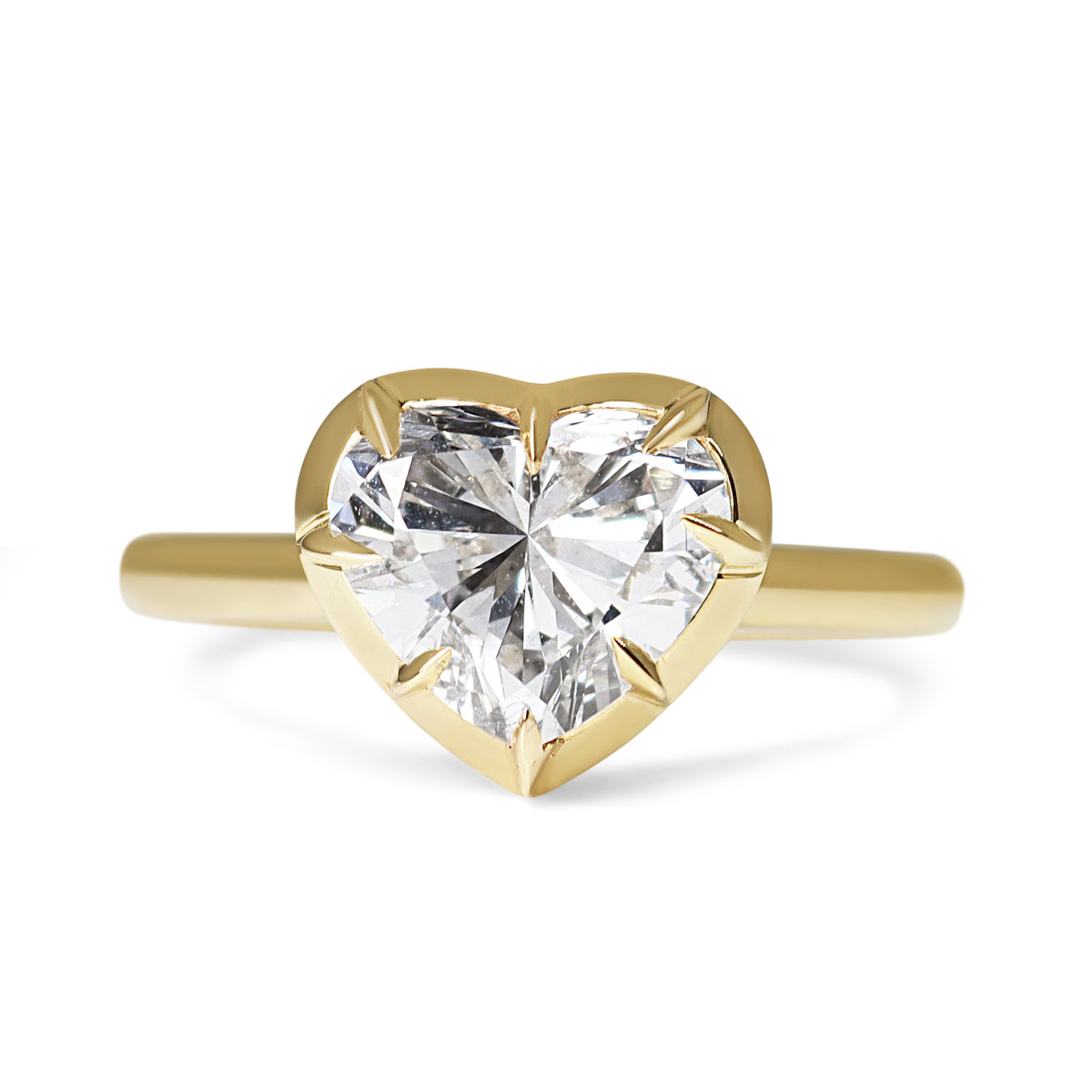 14ct Yellow Gold Georgian Style 2.00ct Lab Grown Heart Diamond Ring
