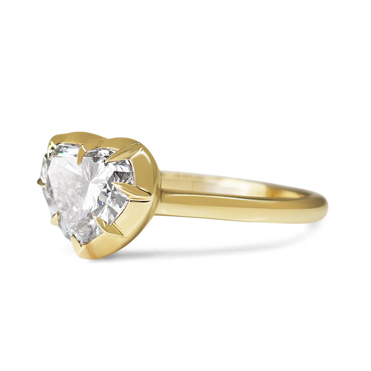 14ct Yellow Gold Georgian Style 2.00ct Lab Grown Heart Diamond Ring