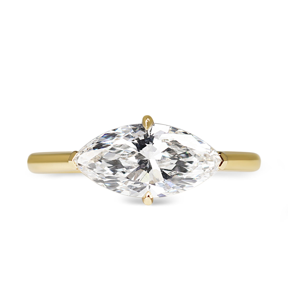 14ct Yellow Gold East West 1.51ct Lab Grown Marquise Diamond Ring