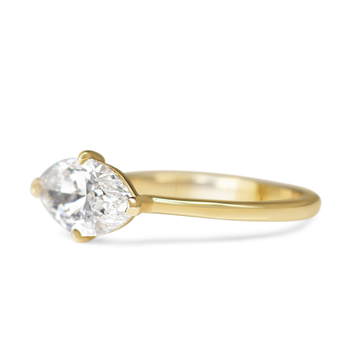 14ct Yellow Gold East West 1.51ct Lab Grown Marquise Diamond Ring