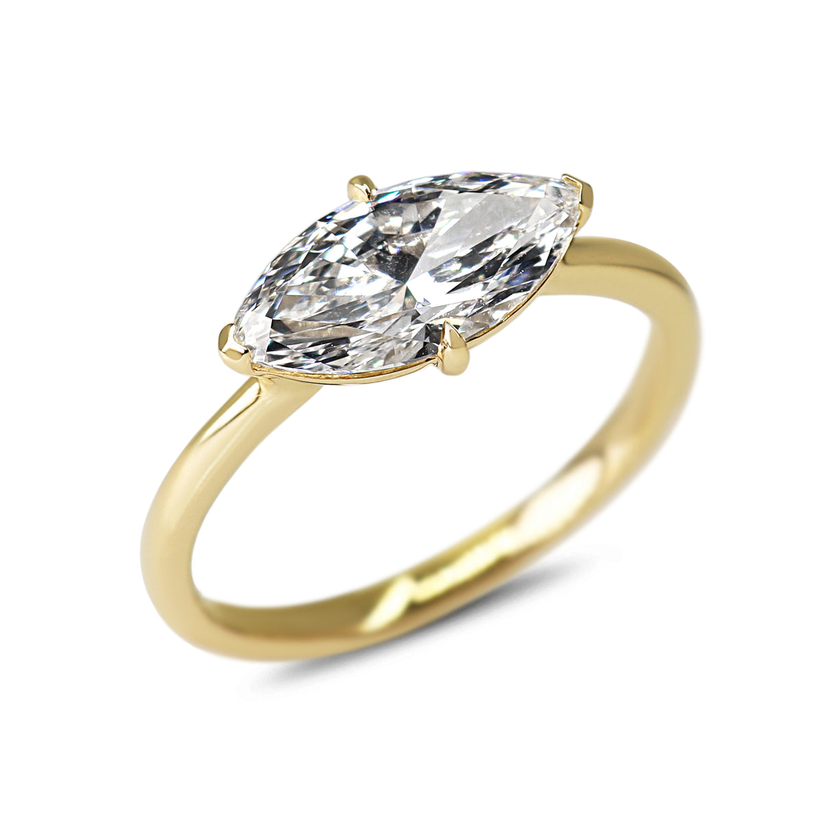 14ct Yellow Gold East West 1.51ct Lab Grown Marquise Diamond Ring