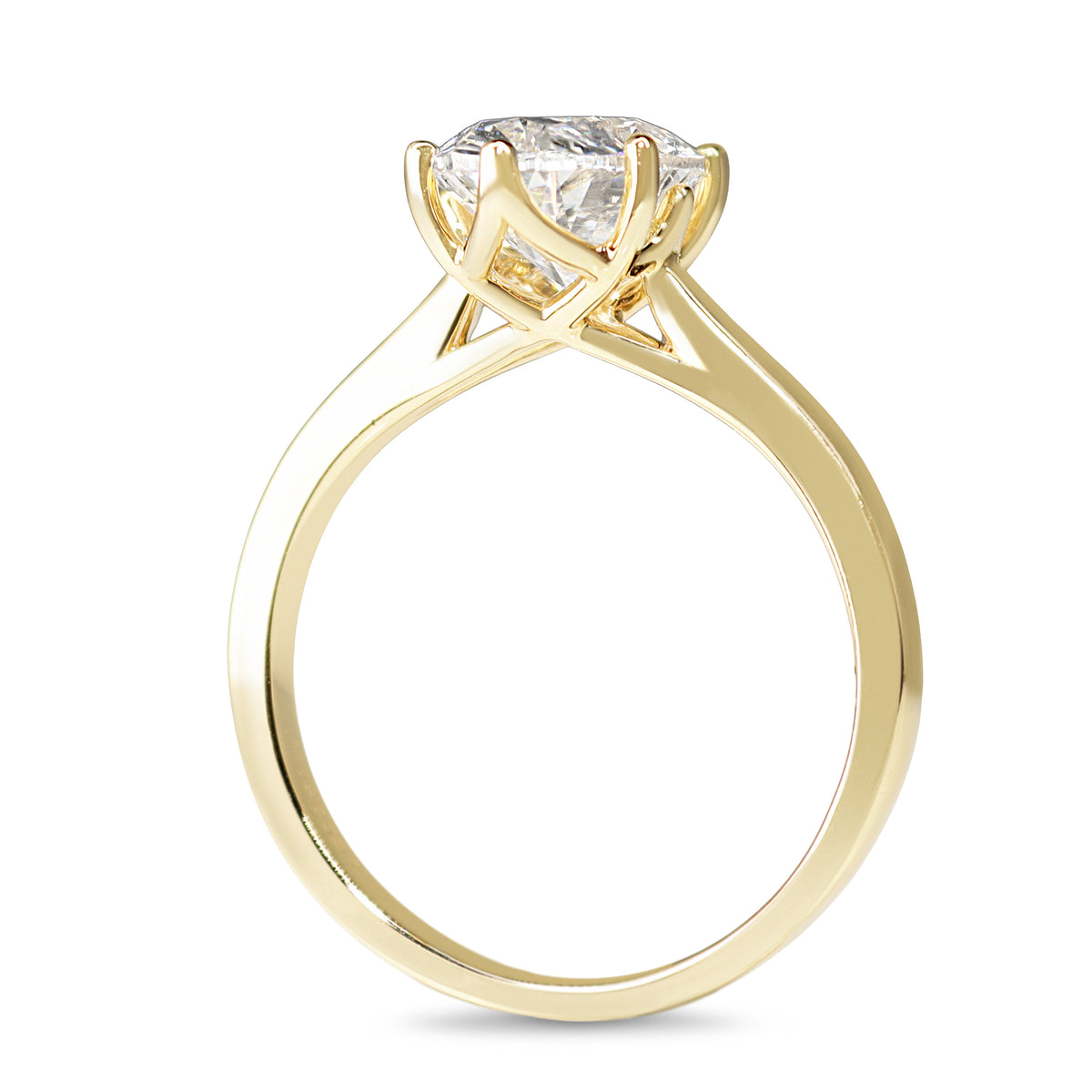 14ct Yellow Gold 2.50ct Lab Grown Oval Diamond 6 Claw Solitaire Ring