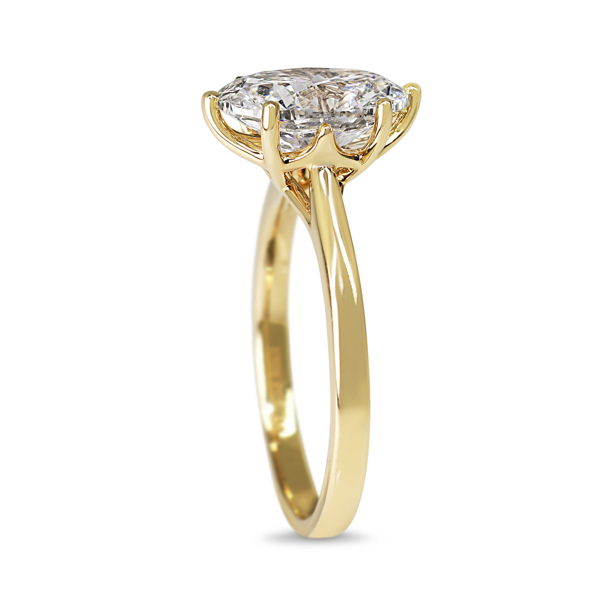14ct Yellow Gold 2.50ct Lab Grown Oval Diamond 6 Claw Solitaire Ring