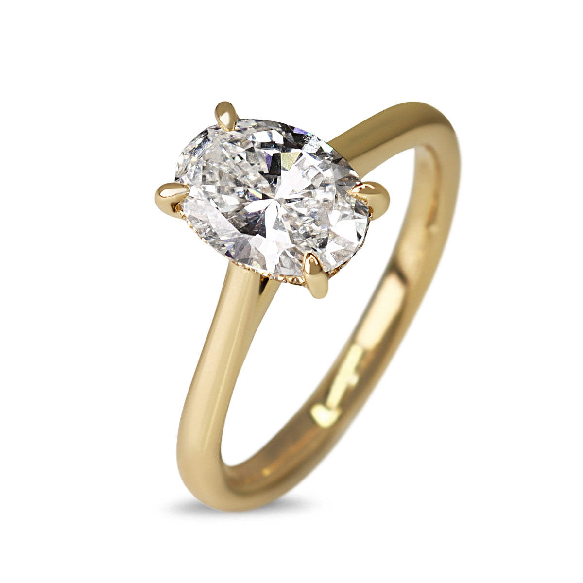 14ct Yellow Gold Lab Grown 1.50ct Oval Diamond Solitaire Ring