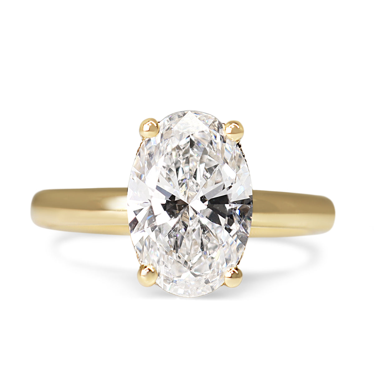 14ct Yellow Gold Lab Grown 2.53ct Oval Diamond Solitaire Ring