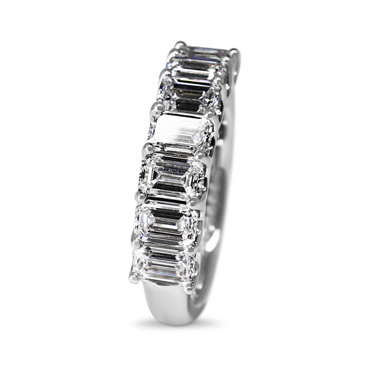 18ct White Gold Lab Grown 2.40ct Emerald Cut 7 Stone Diamond Band Ring