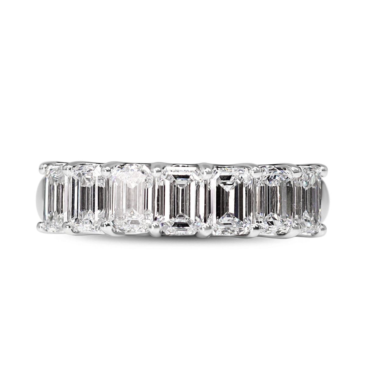 18ct White Gold Lab Grown 2.40ct Emerald Cut 7 Stone Diamond Band Ring