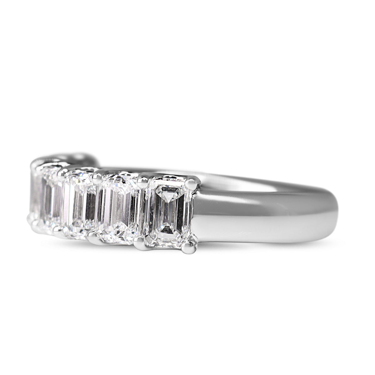 18ct White Gold Lab Grown 2.40ct Emerald Cut 7 Stone Diamond Band Ring