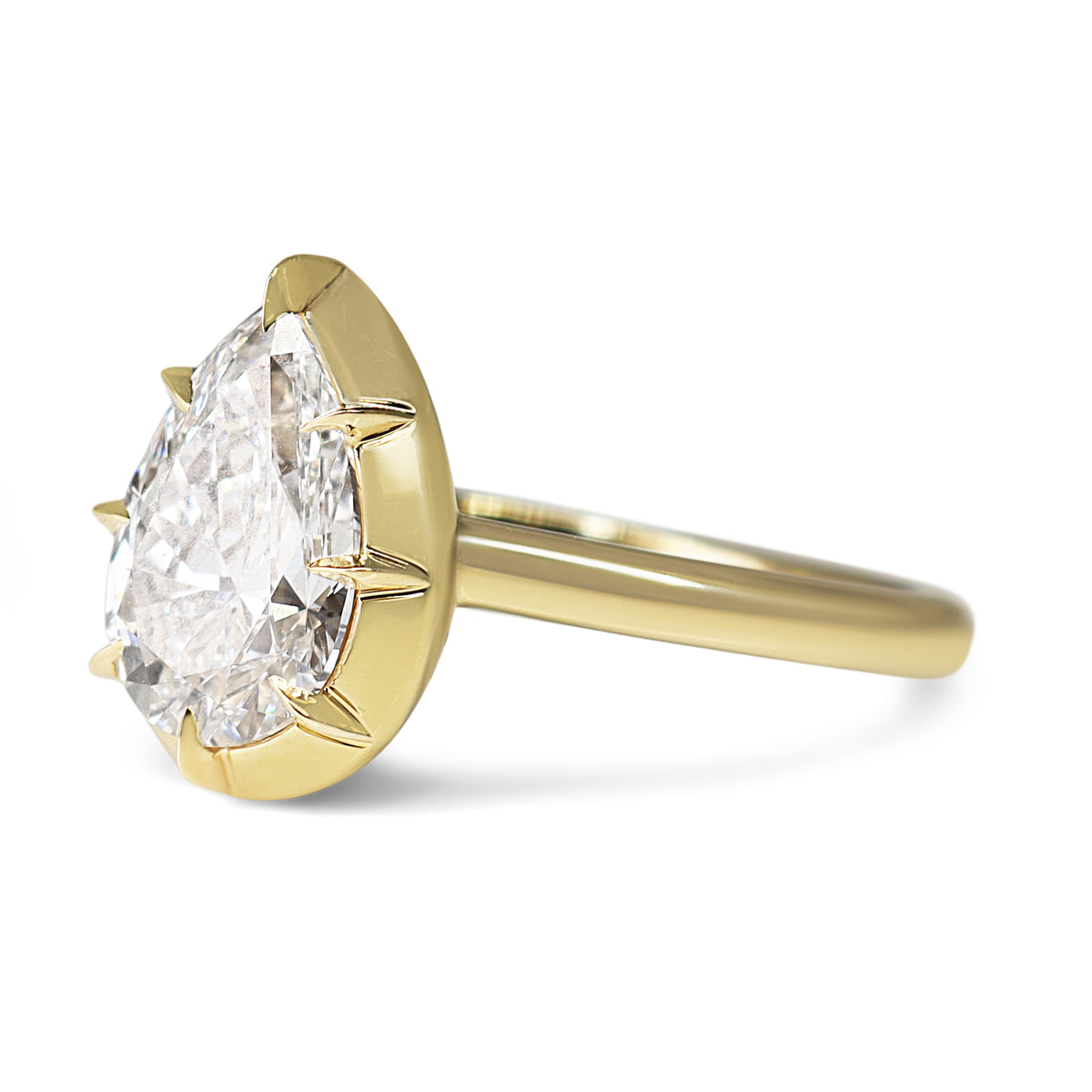 14ct Yellow Gold Georgian Style 2.01ct Lab Grown Pear Diamond Ring