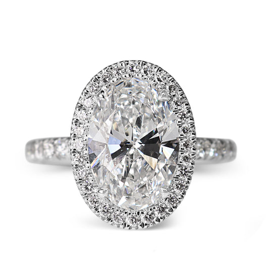 14ct White Gold 3.00ct Lab Grown Oval Diamond Halo Ring