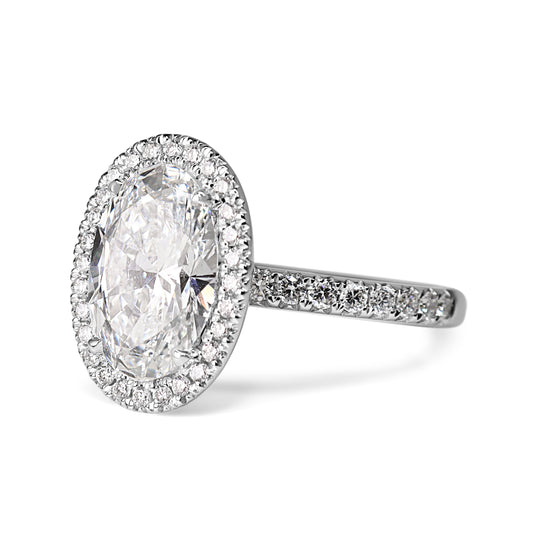 14ct White Gold 3.00ct Lab Grown Oval Diamond Halo Ring