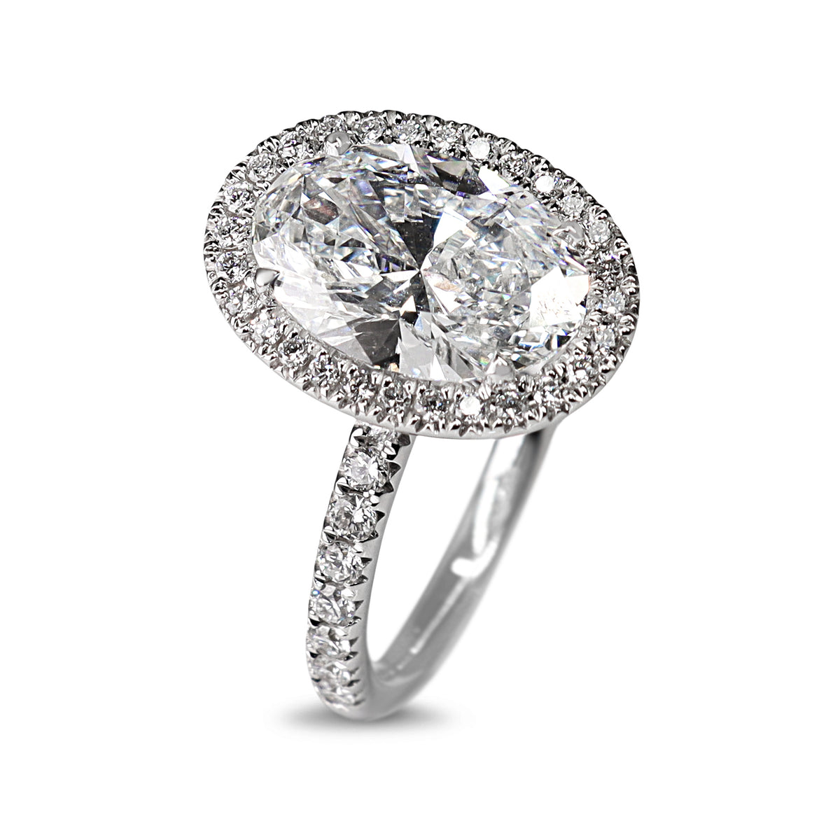 14ct White Gold 3.00ct Lab Grown Oval Diamond Halo Ring