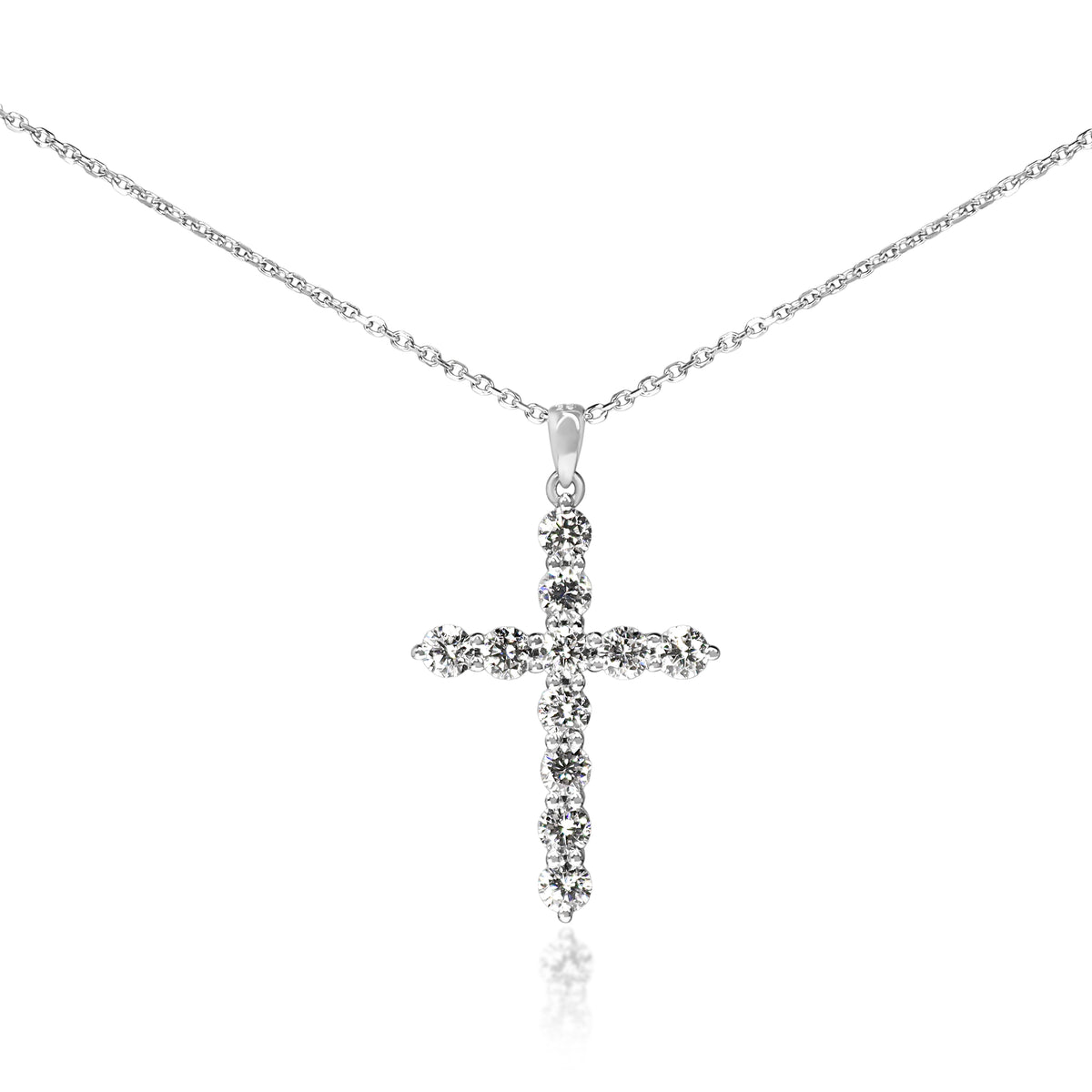 18ct White Gold 1.00ct Lab Grown Diamond Cross Necklace