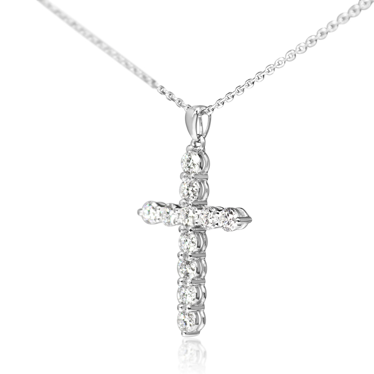 18ct White Gold 1.00ct Lab Grown Diamond Cross Necklace