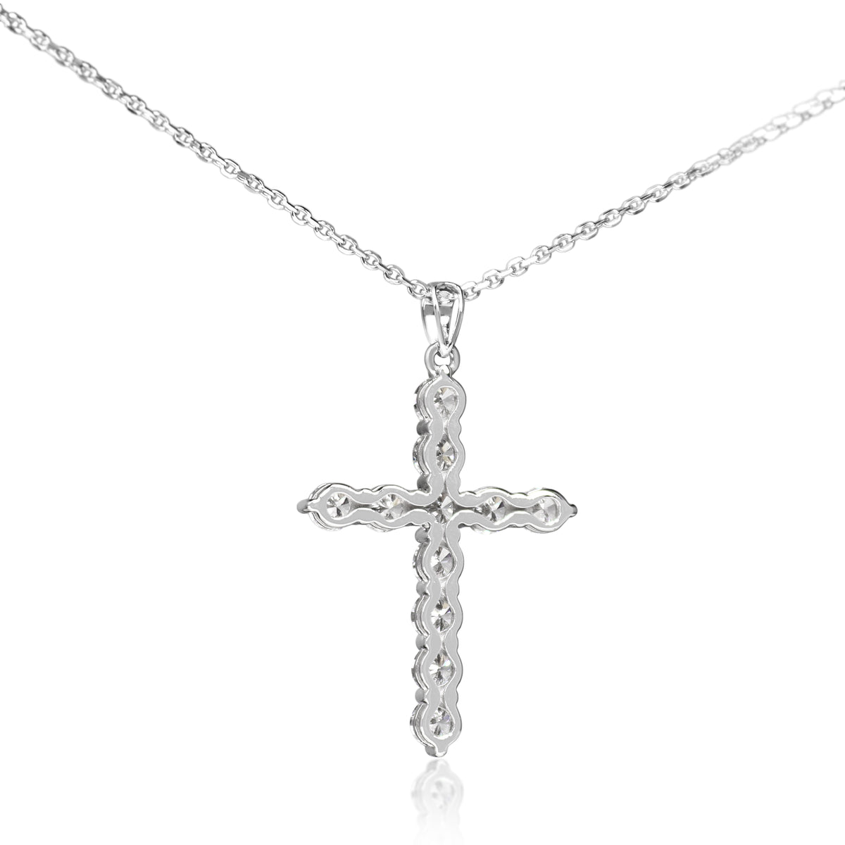 18ct White Gold 1.00ct Lab Grown Diamond Cross Necklace