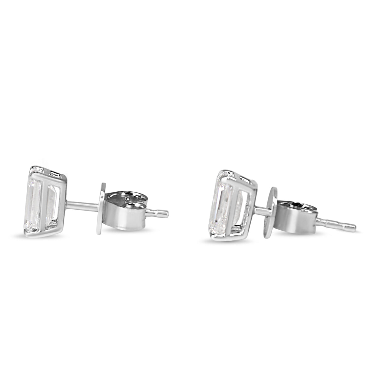18ct White Gold 2.00ct Emerald Cut Lab Grown Diamond Stud Earrings
