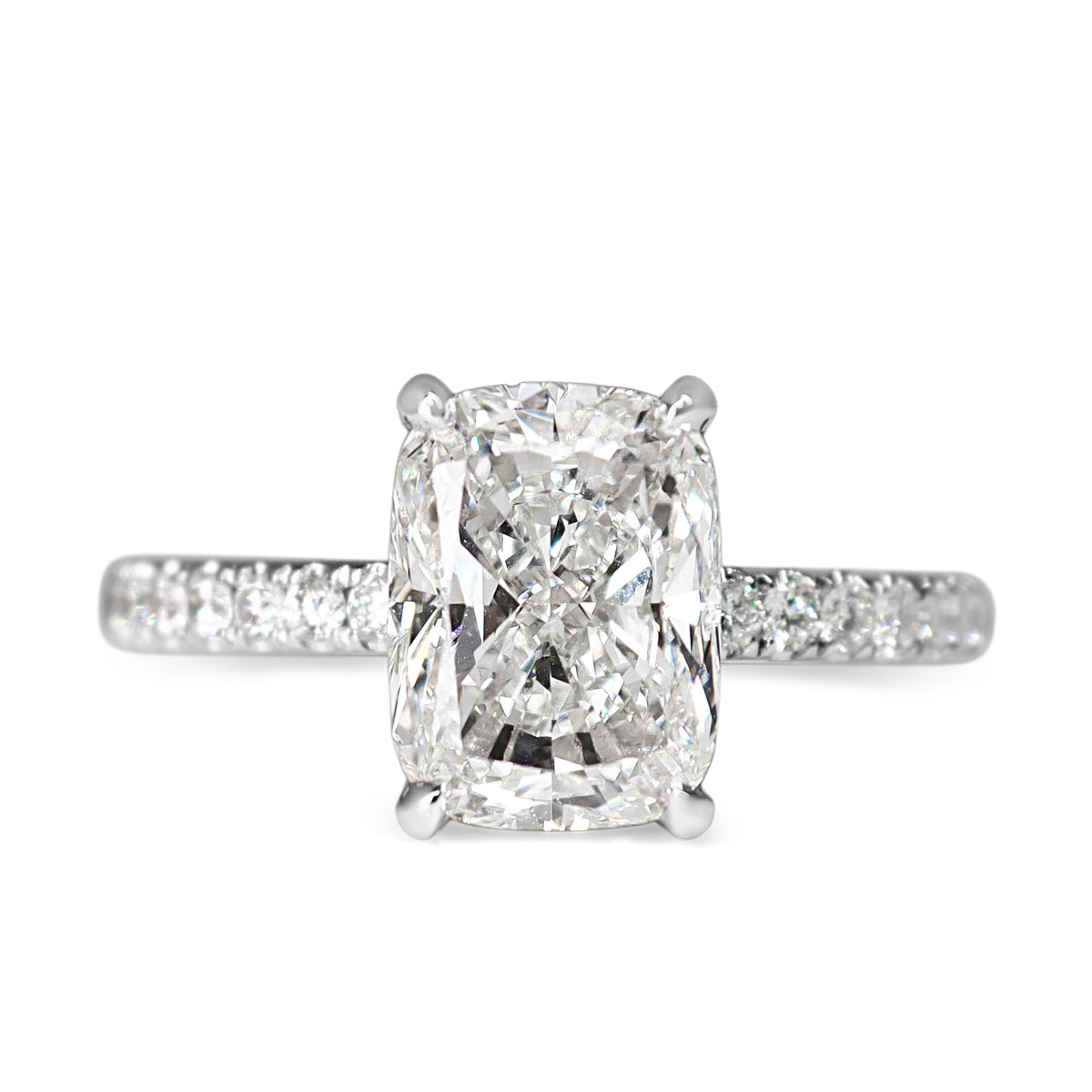 14ct White Gold 3.00ct Lab Grown Cushion Cut Diamond Solitaire Ring