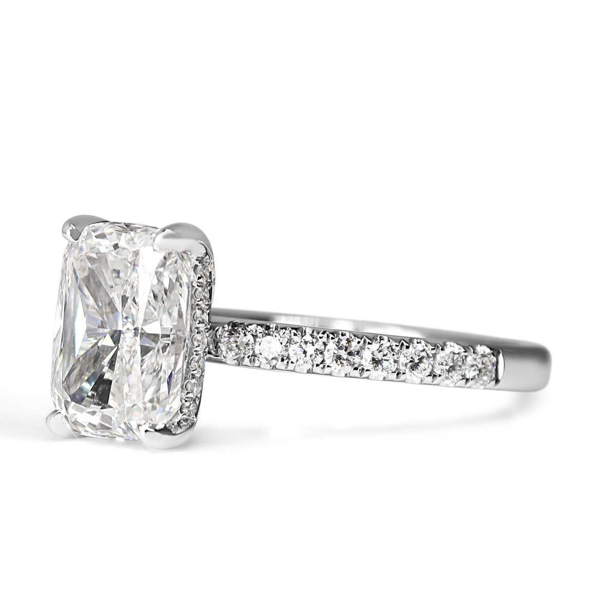 14ct White Gold 3.00ct Lab Grown Cushion Cut Diamond Solitaire Ring