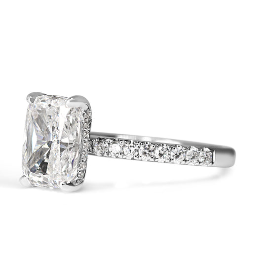 14ct White Gold 3.00ct Lab Grown Cushion Cut Diamond Solitaire Ring