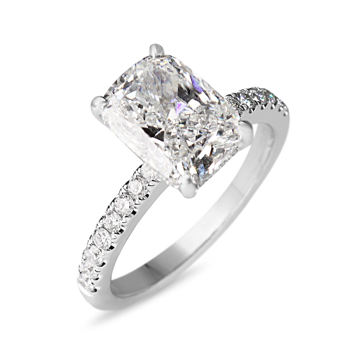 14ct White Gold 3.00ct Lab Grown Cushion Cut Diamond Solitaire Ring