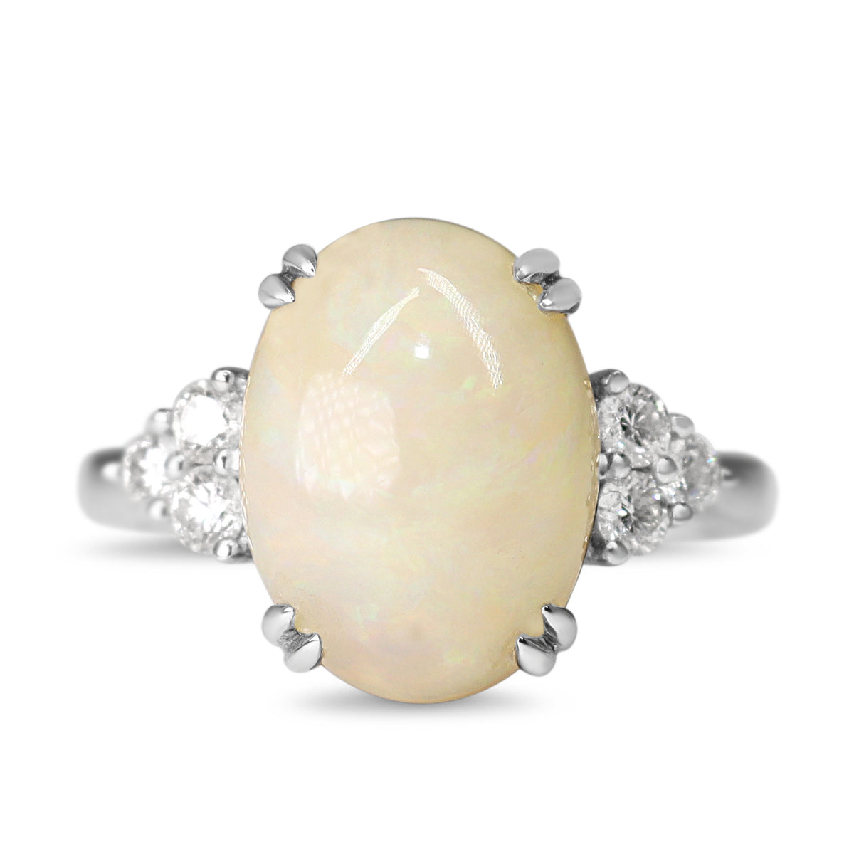 18ct White Gold Opal and Diamond Ring