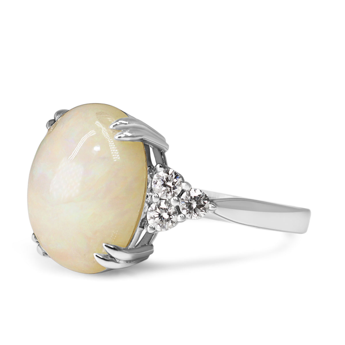 18ct White Gold Opal and Diamond Ring