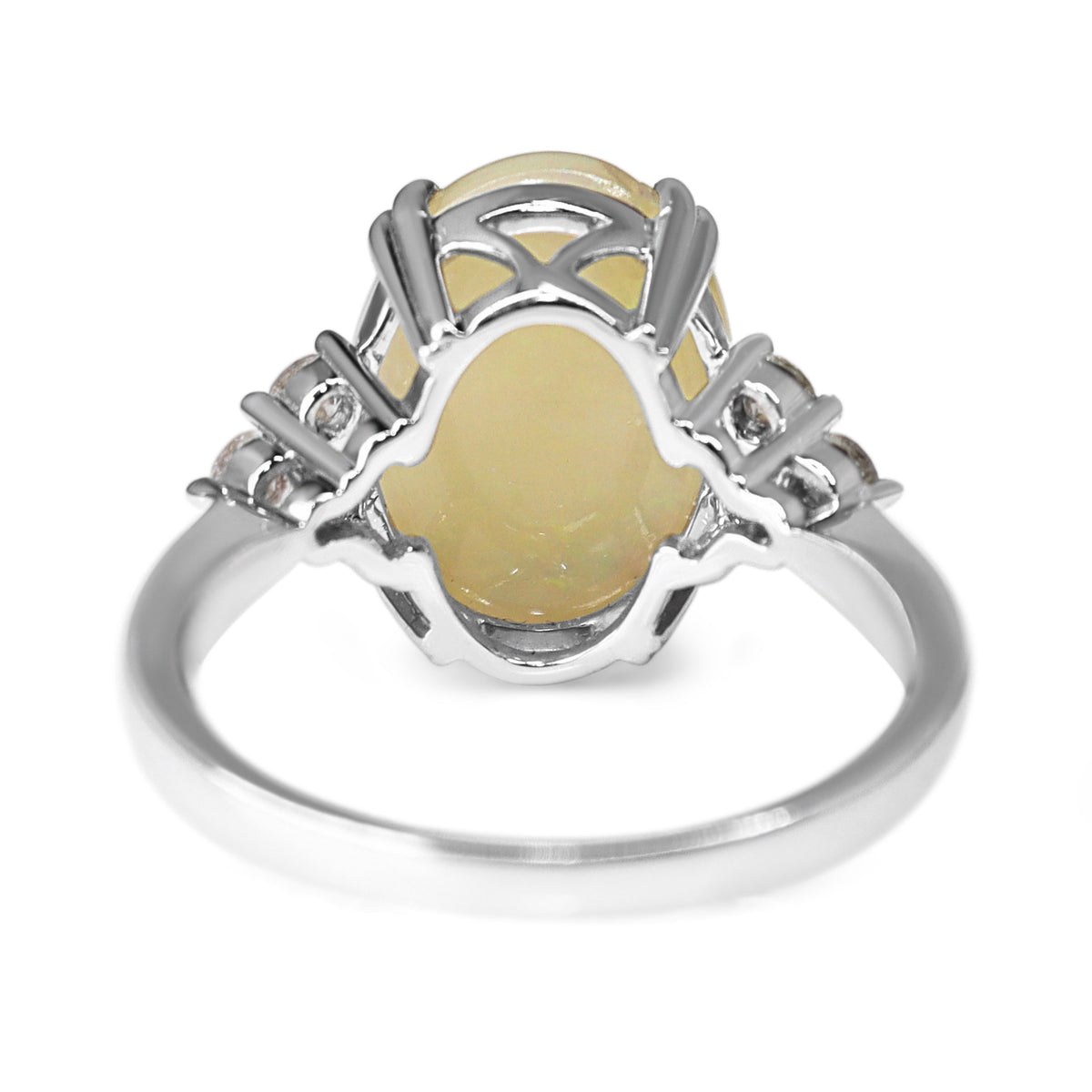 18ct White Gold Opal and Diamond Ring