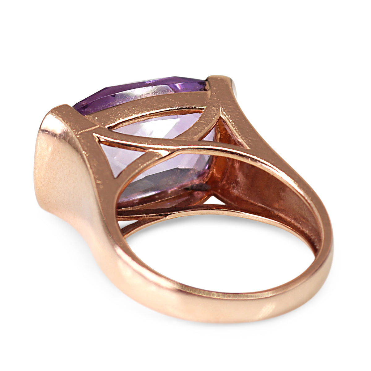 9ct Rose Gold Faceted East West Amethyst and Diamond Cocktail Ring