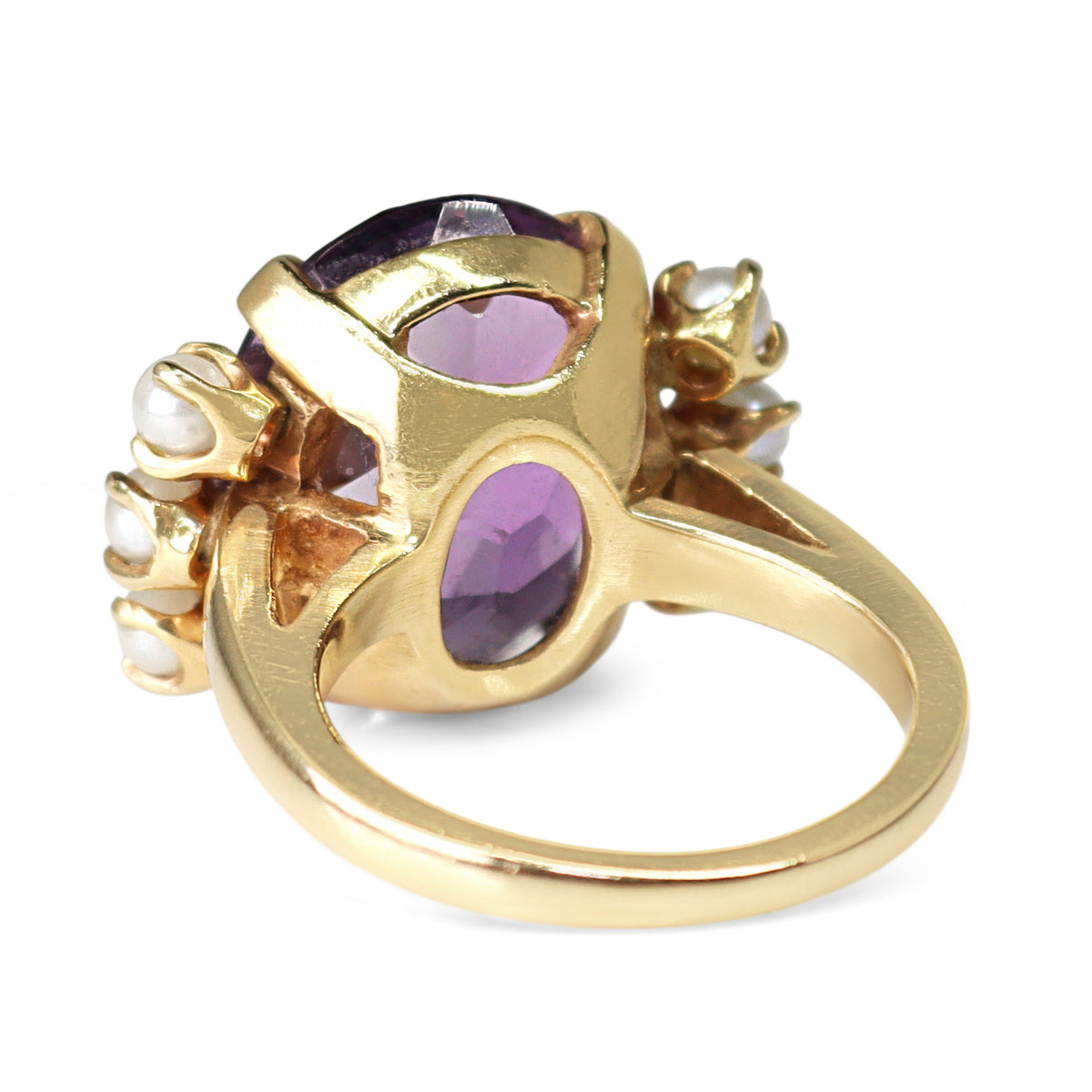 14ct Yellow Gold Amethyst and Pearl Vintage Ring