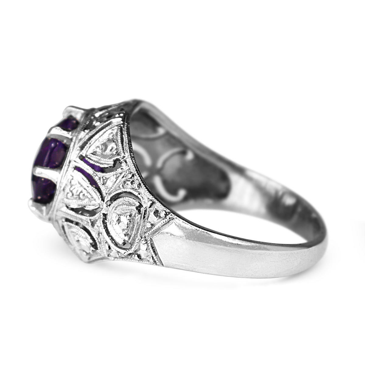 Platinum Vintage Filigree Amethyst Ring