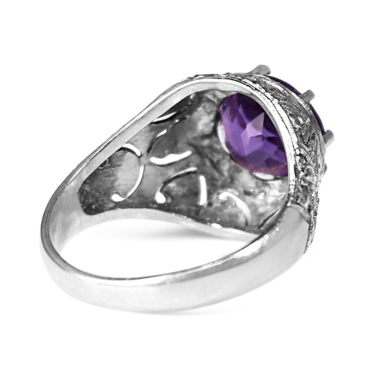 Platinum Vintage Filigree Amethyst Ring