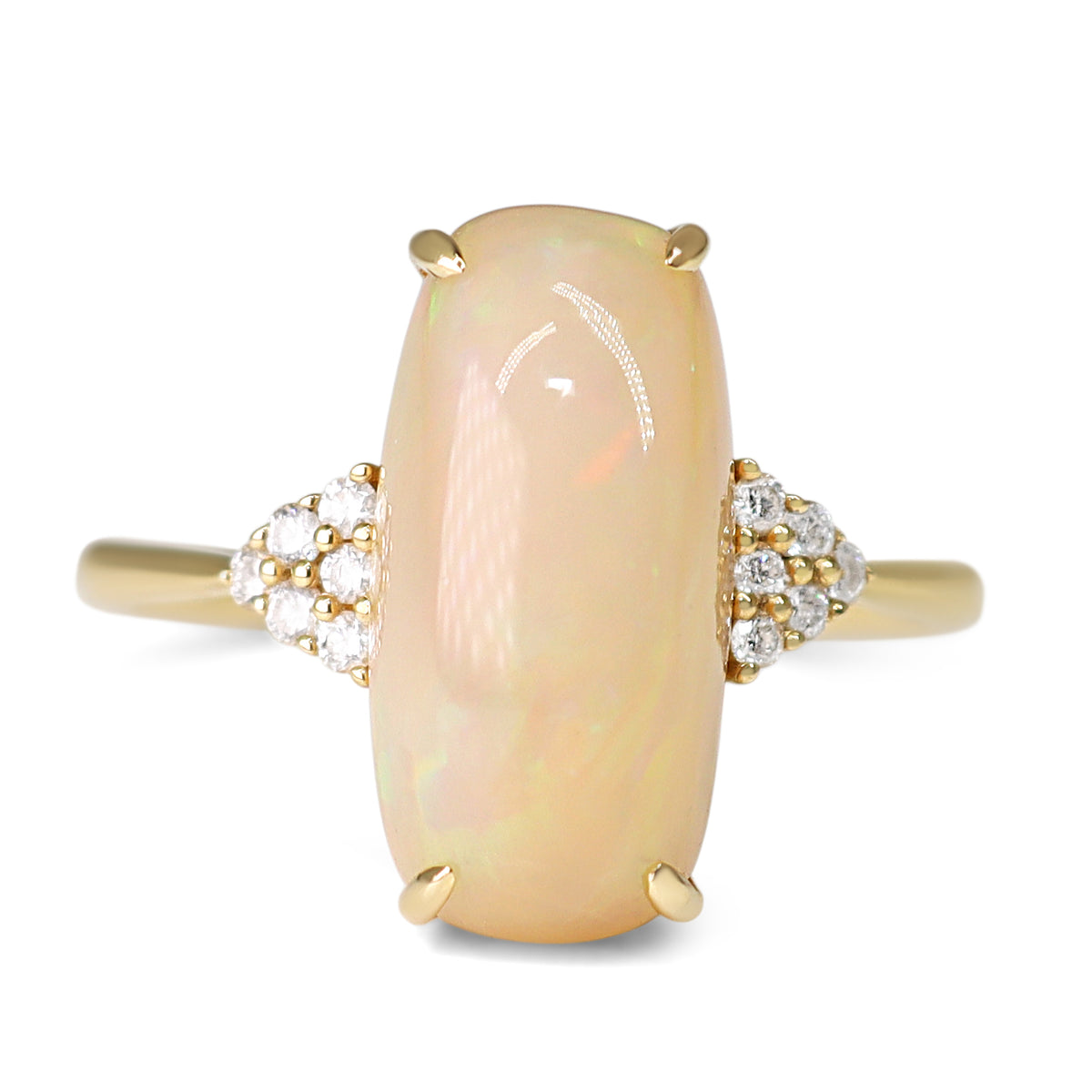 14ct Yellow Gold Opal and Diamond Ring