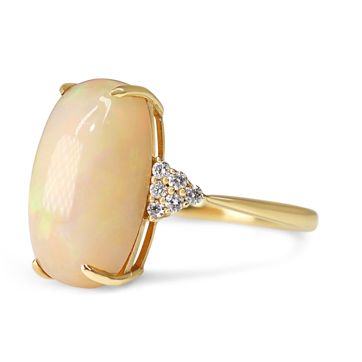 14ct Yellow Gold Opal and Diamond Ring