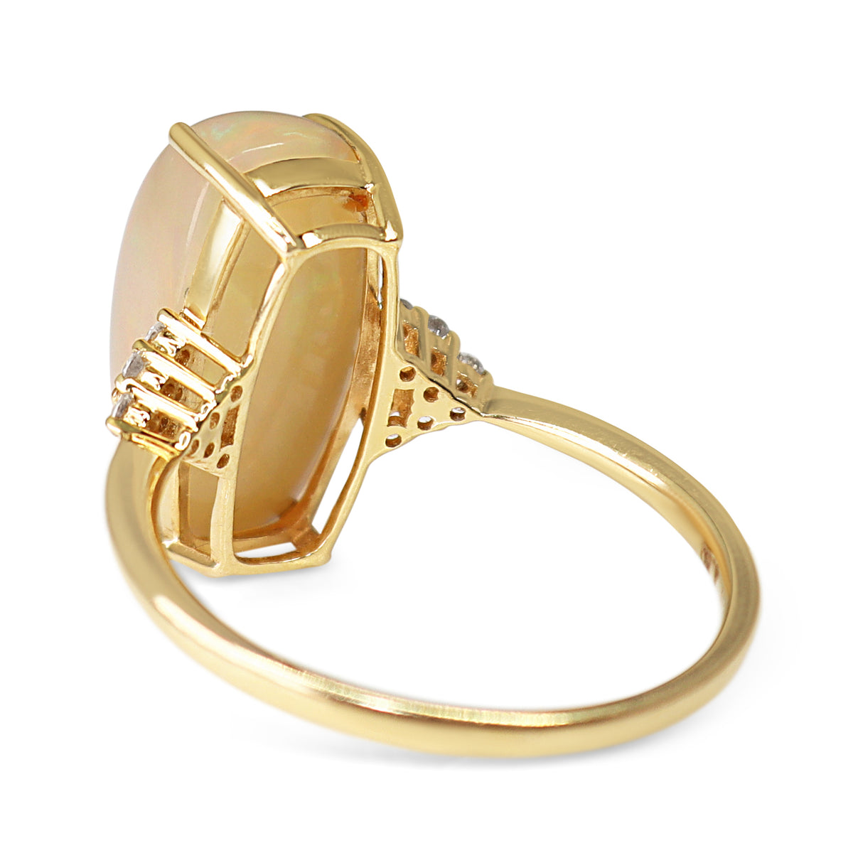 14ct Yellow Gold Opal and Diamond Ring
