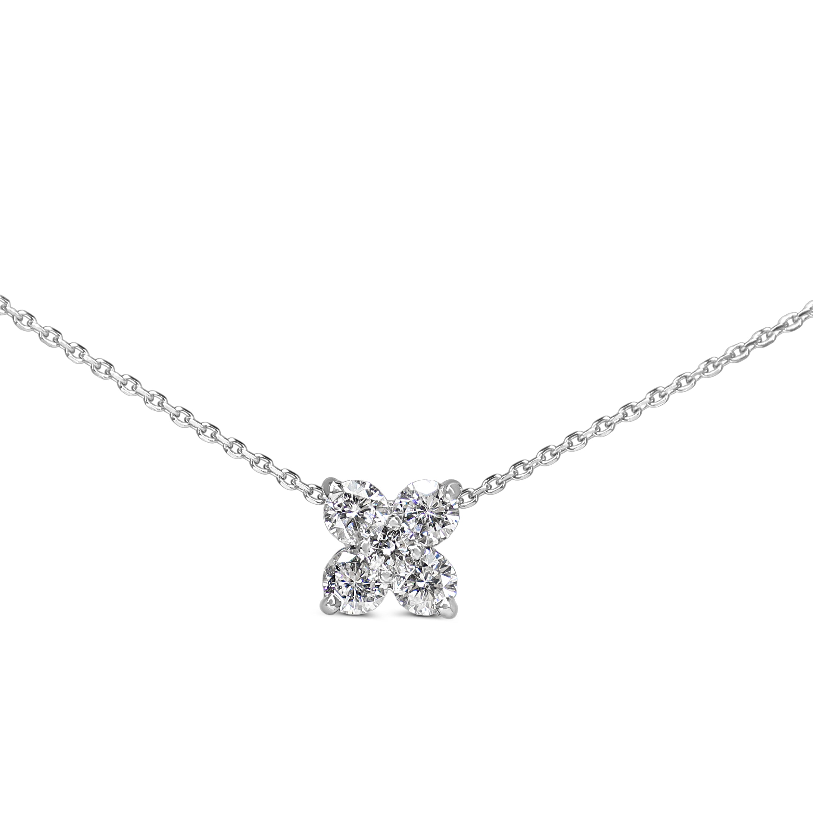 Platinum Diamond Clover Style Necklace