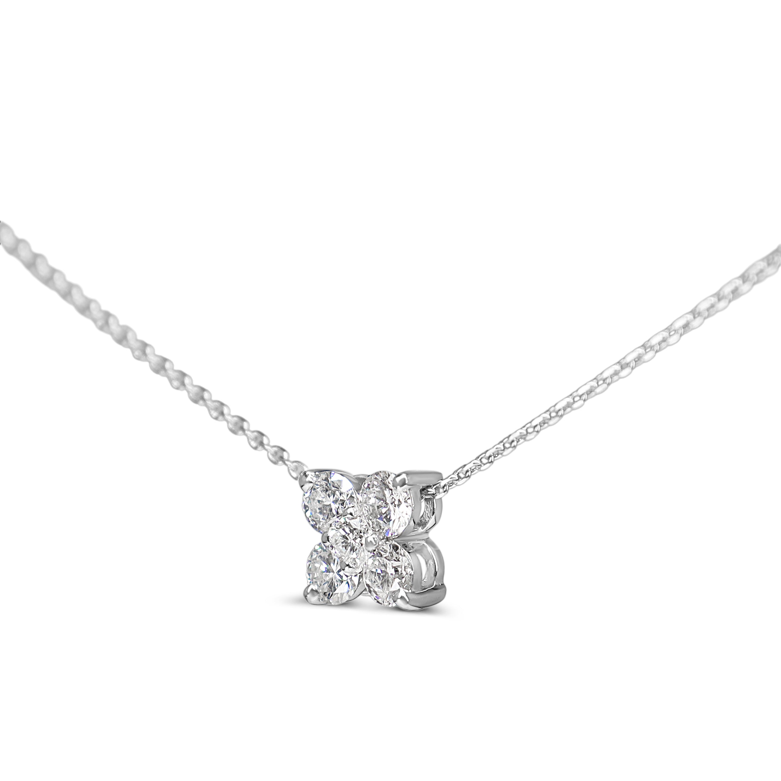 Platinum Diamond Clover Style Necklace