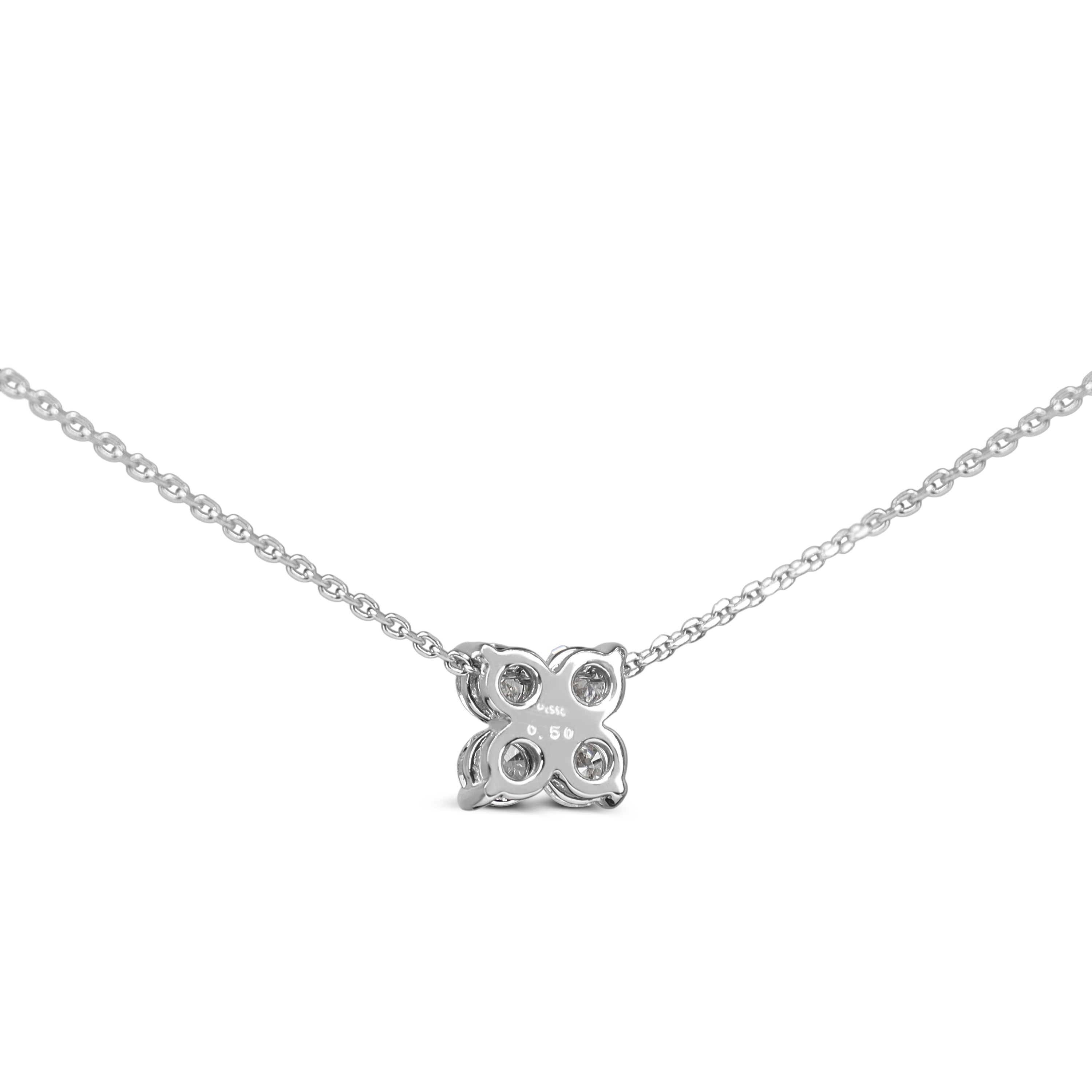 Platinum Diamond Clover Style Necklace