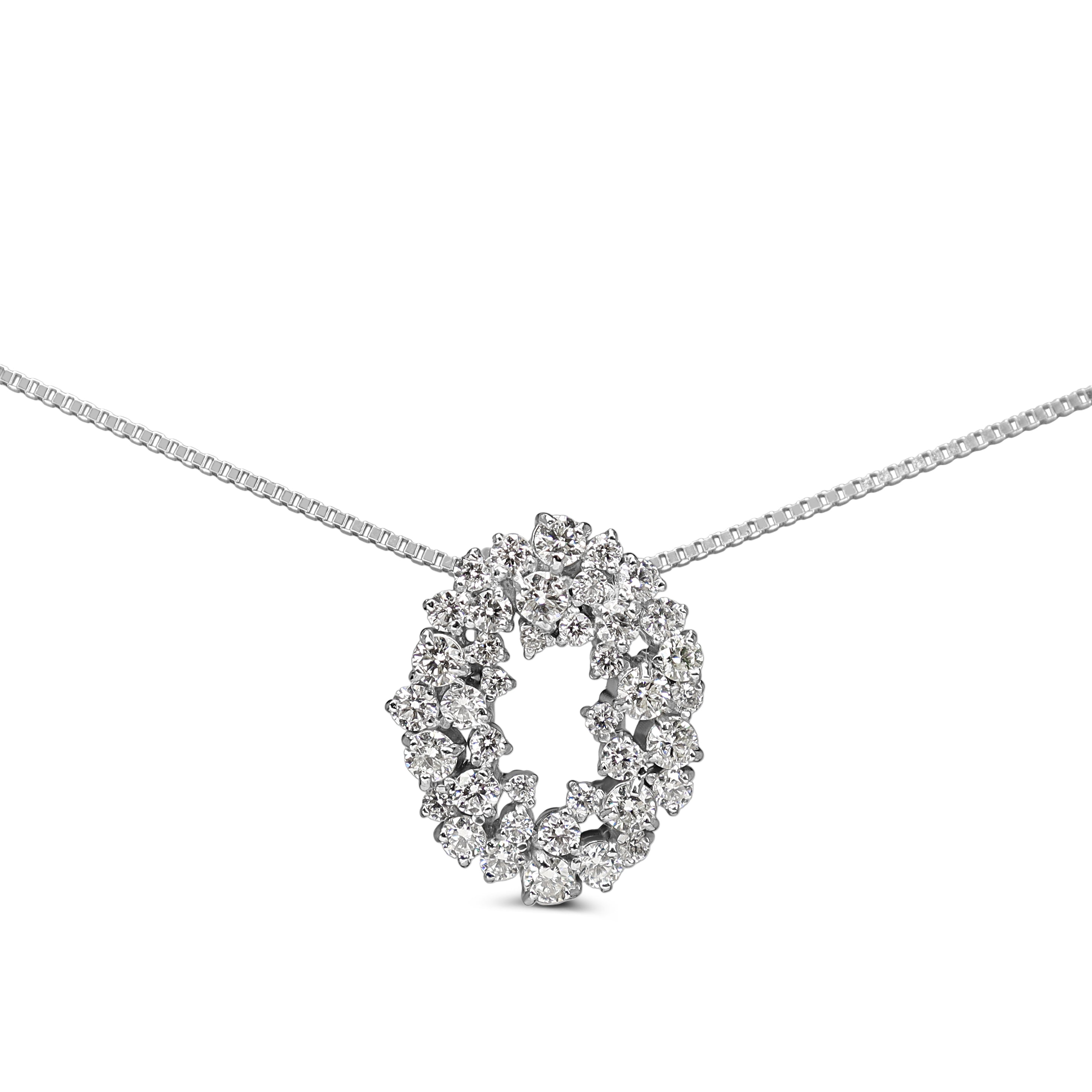 Platinum Diamond Cluster / Wreath Style Necklace