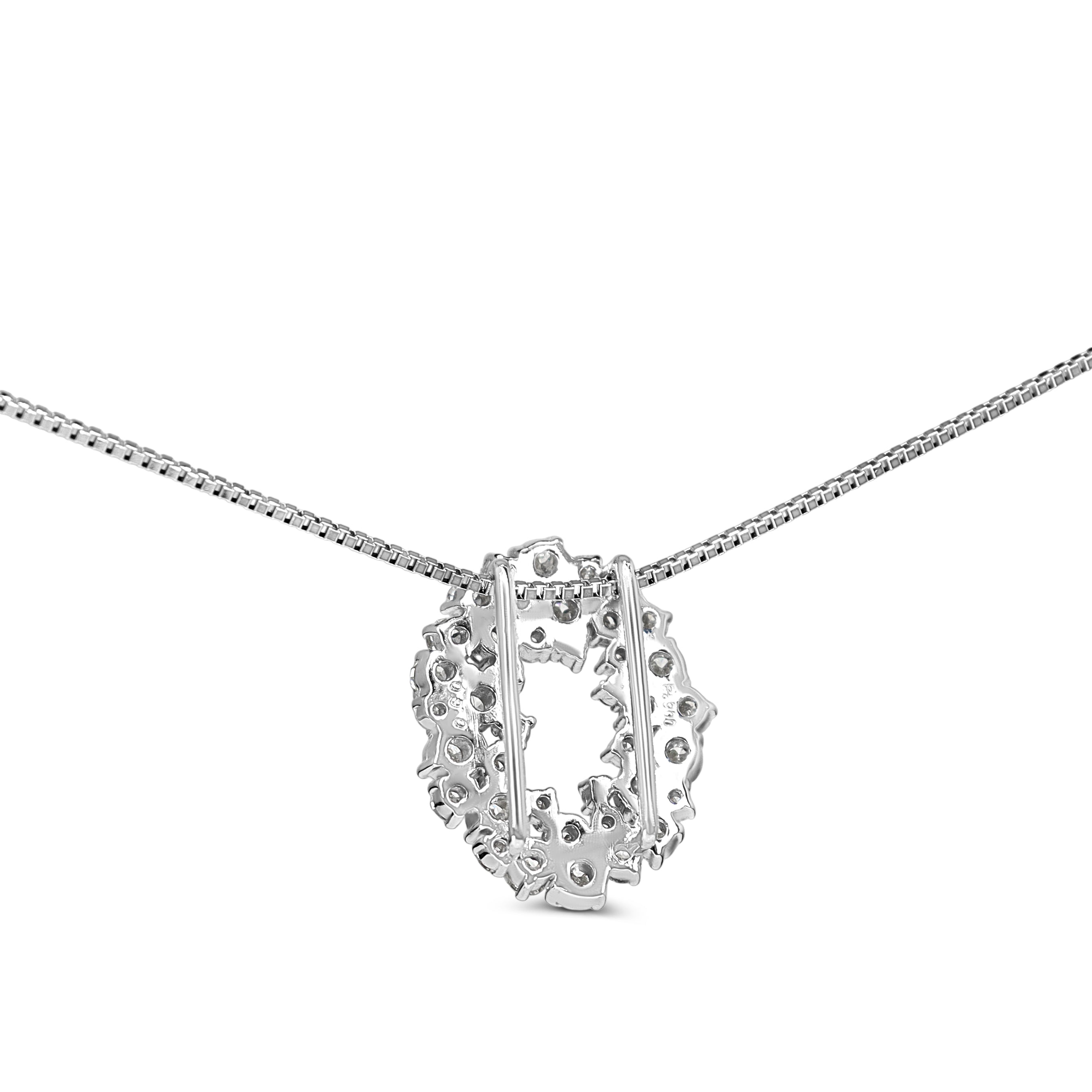 Platinum Diamond Cluster / Wreath Style Necklace