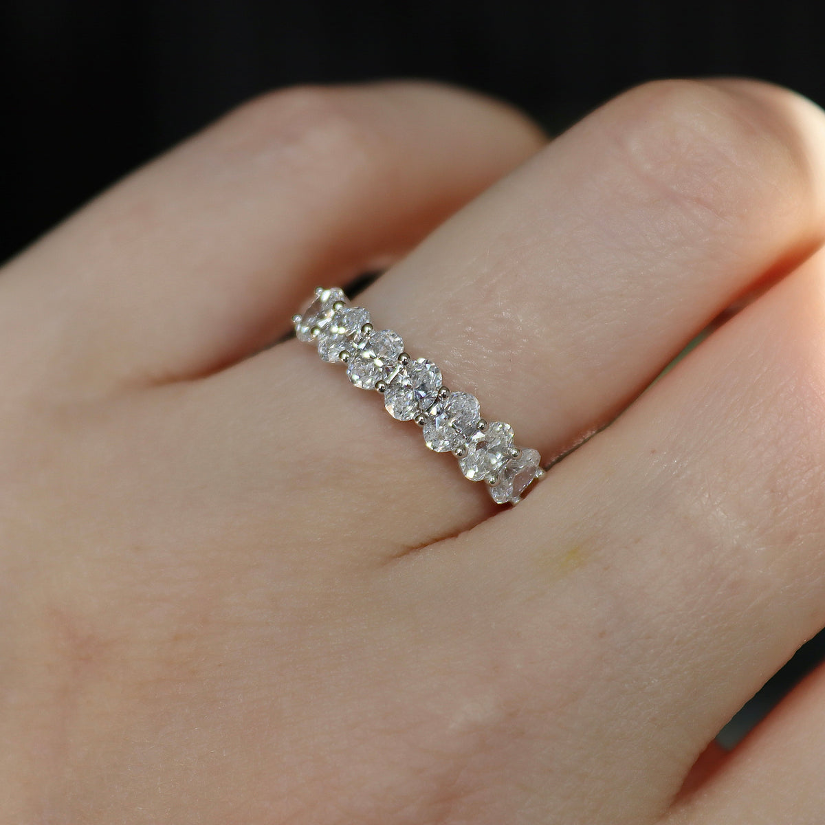 9ct White Gold 7 Stone Oval Lab Grown 1.08ct Diamond Band Ring